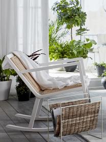 Fotel bujany z drewna naturalnego z plecionką wiedeńską Odense, Biały, beżowy, S 59 x G 88 cm