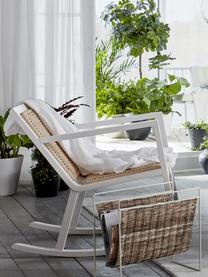 Fauteuil à bascule en bois avec cannage Odense, Blanc, beige