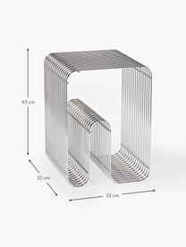 Kovová taburetka Curva, Potiahnutá oceľ, Odtiene striebornej, Š 32 x H 43 cm