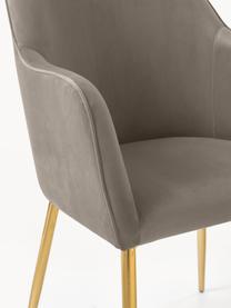 Krzesło z podłokietnikami  z aksamitu Ava, Tapicerka: aksamit (100% poliester) , Nogi: metal galwanizowany Ten p, Taupe aksamit, S 57 x G 63 cm
