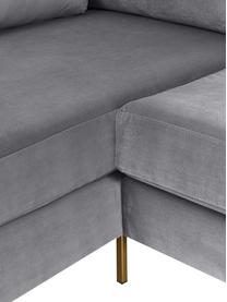 Canapé d'angle convertible velours gris foncé pieds en métal Luna, Velours gris foncé, larg. 270 x prof. 184 cm, méridienne à gauche