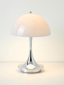 Prenosná stmievateľná stolová LED lampa Panthella, V 24 cm, Akrylové sklo svetlomodrá, odtiene striebornej, Ø 16 x V 24 cm