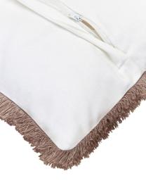 Housse de coussin 45x45 motif maritime en coton bio Maila, 100% coton bio certifié GOTS, Blanc, beige, larg. 45 x long. 45 cm