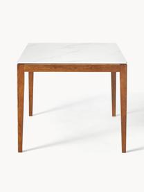 Esstisch Jackson mit Tischplatte in Marmor-Optik, in verschiedenen Größen, Tischplatte: Keramikstein in Marmor-Op, Marmor-Optik Weiß, Eichenholz braun lackiert, B 140 x T 90 cm