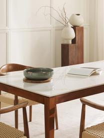 Jedálenský stôl s mramorovým vzhľadom Jackson, Mramorový vzhľad biela, dubové drevo hnedá lakované, Š 140 x H 90 cm