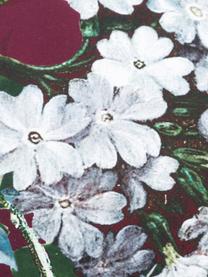 Pościel z satyny bawełnianej  Fleur, Burgundowy, wielobarwny (biały, zielony, żółty), 135 x 200 cm + 1 poduszka 80 x 80 cm