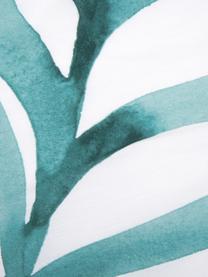 Baumwollperkal-Bettdeckenbezug Francine mit Blatt-Muster, Webart: Perkal Fadendichte 180 TC, Vorderseite: Grün, Weiss Rückseite: Weiss, 200 x 210 cm