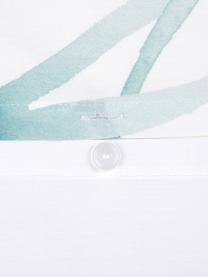 Baumwollperkal-Bettdeckenbezug Francine mit Blatt-Muster, Webart: Perkal Fadendichte 180 TC, Vorderseite: Grün, Weiss Rückseite: Weiss, 200 x 210 cm