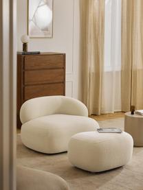 Pouf in teddy Alba, Rivestimento: 100% poliestere (orsacchi, Teddy bianco latte, Larg. 70 x Alt. 42 cm, curvatura a sinistra