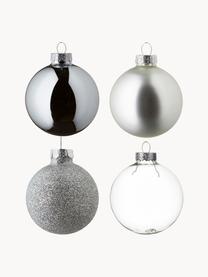 Boules de Noël Globe, 42 élém., Argenté, transparent, Lot de différentes tailles