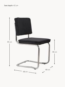Menčestrová konzolová stolička Kink, Poťah: čierna Konštrukcia: chrómová, Š 48 x H 48 cm