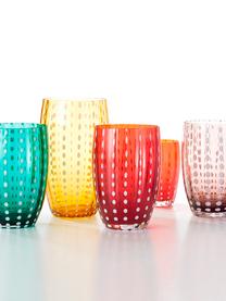 Mundgeblasene Wassergläser Perle in Bunt, 6er-Set, Glas, Transparent, Weiß, Aqua, Bernsteinfarben, Pastellviolett, Rot und Grün, Ø 7 x H 11 cm