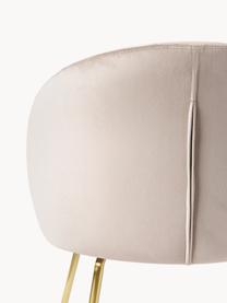 Fluwelen stoelen Luisa, 2 stuks, Bekleding: fluweel (100% polyester) , Poten: gepoedercoat metaal, Fluweel lichtbeige, goudkleurig, B 59 x D 59 cm