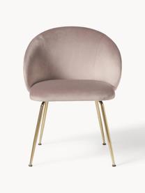 Stoličky so zamatovým čalúnením Luisa, 2 ks, Zamatová svetlobéžová, odtiene zlatej, Š 59 x H 59 cm