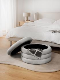 Pouf XL contenitore in velluto Alto, Rivestimento: velluto (100% poliestere), Struttura: legno di pino massiccio, , Velluto grigio, Ø 69 x Alt. 44 cm