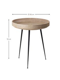 Kulatý odkládací stolek z dubového dřeva Bowl, ručně vyrobený, Dubové dřevo, béžově lakované, Ø 46 cm, V 55 cm