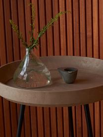 Mesa auxiliar redonda artesanal de madera de roble Bowl, Tablero: madera de roble, Patas: restos de plástico recicl, Madera de roble pintada en beige, Ø 46 x Al 55 cm