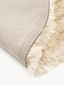 Glänzender Hochflor-Teppich Jimmy, rund, Flor: 100% Polyester, Hellbeige, Ø 120 cm (Grösse S)