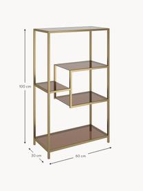 Metall-Regal Loft, Gestell: Metall, pulverbeschichtet, Goldfarben, Braun, B 60 x H 100 cm