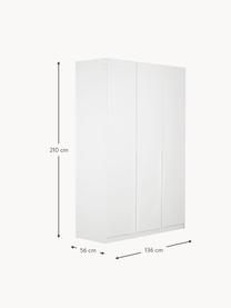 Drehtürenschrank Mia, 3-türig, Holzwerkstoff, beschichtet, Weiß, B 136 x H 210 cm