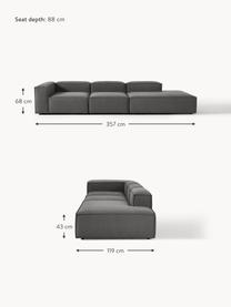 Diván modular grande Lennon, Tapizado: 100% poliéster Alta resis, Estructura: madera contrachapada de p, Patas: plástico Este producto es, Tejido gris antracita, An 357 x F 119 cm, reposabrazos izquierdo