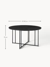 Mesa de comedor redonda de madera de mango Luca, tamaños diferentes, Tablero: madera de mango, cepillad, Estructura: metal, con pintura en pol, Madera de mango, negro pintado, Ø 120 cm