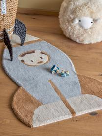Tappeto in lana per bambini Space, 100% lana, Blu, marrone, beige chiaro, Larg. 60 x Lung. 100 cm (taglia XS)