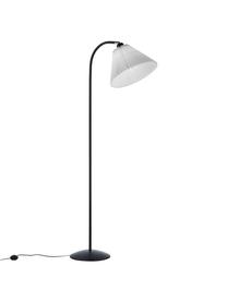 Kleine vloerlamp Medina met plissé lampenkap, Lampenkap: kunststof, Lampvoet: gecoat metaal, Wit, Zwart, Ø 32 x H 132 cm