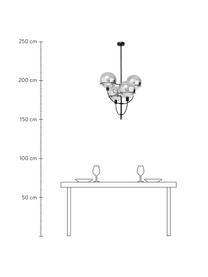 Lámpara de techo grande Lantern, Estructura: metal con pintura en polv, Cromo espejado, negro, Ø 68 cm