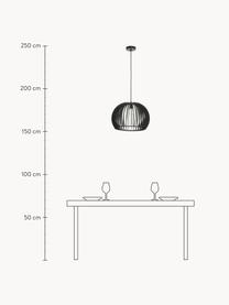 Pendelleuchte Avril aus Holz, Lampenschirm: Holz, lackiert, Baldachin: Metall, pulverbeschichtet, Schwarz, Ø 45 x H 31 cm