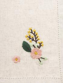 Stoffservietten Argo aus Leinengemisch mit floralem Motiv, 4 Stück, 75% Baumwolle, 25% Leinen, Beige, Blumen-Motiv, B 40 x L 40 cm