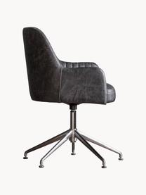 Poltroncina girevole in pelle Curie, Rivestimento: 100% pelle, Struttura: alluminio rivestito, Pelle antracite, argentato, Larg. 64 x Prof. 62 cm