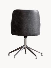 Fauteuil pivotant en cuir Curie, Cuir anthracite, argenté, larg. 64 x prof. 62 cm