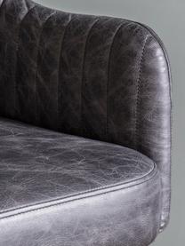 Fotel obrotowy ze skóry Curie, Tapicerka: 100% skóra, Stelaż: aluminium powlekane, Antracytowa skóra, odcienie srebrnego, S 64 x G 62 cm