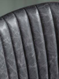 Sillón giratorio de cuero con reposabrazos Curie, Tapizado: 100% cuero, Estructura: aluminio recubierto, Cuero gris antracita, plateado, An 64 x F 62 cm
