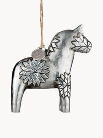 Handgemaakte kerstboomhanger Serafina Horse H 9 cm, 2 stuks, Ophanglus: jute, Zilverkleurig, B 8 x H 9 cm