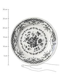 Assiette plate vintage noir Rose, 2 pièces, Céramique, Blanc, noir, Ø 26 x 2 cm