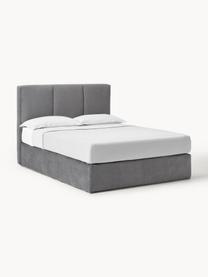 Letto boxspring Oberon, Superficie: nucleo a 5 zone di molle , Piedini: plastica Questo prodotto , Tessuto antracite, Larg. 180 x Lung. 200 cm, grado di durezza 3