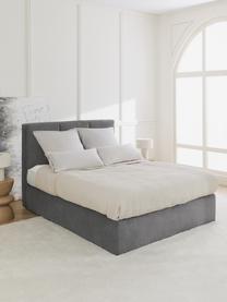 Letto boxspring Oberon, Superficie: nucleo a 5 zone di molle , Piedini: plastica Questo prodotto , Tessuto antracite, Larg. 180 x Lung. 200 cm, grado di durezza 3