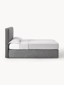 Letto boxspring Oberon, Superficie: nucleo a 5 zone di molle , Piedini: plastica Questo prodotto , Tessuto antracite, Larg. 180 x Lung. 200 cm, grado di durezza 3