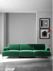 Sofa z aksamitu Puzo (3-osobowa), Tapicerka: 100% aksamit poliestrowy,, Nogi: metal lakierowany, Ciemny zielony, S 240 x G 84 cm