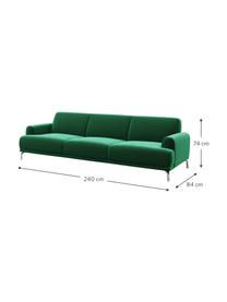 Sofa z aksamitu Puzo (3-osobowa), Tapicerka: 100% aksamit poliestrowy,, Nogi: metal lakierowany, Ciemny zielony, S 240 x G 84 cm