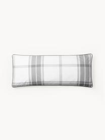 Funda de almohada de percal a cuadros Scarlet, Gris, blanco, An 45 x L 110 cm