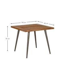 Mesa de comedor de madera de teca reciclada Kapal, Patas: acero con marcas intencio, Teca, An 90 x F 90 cm