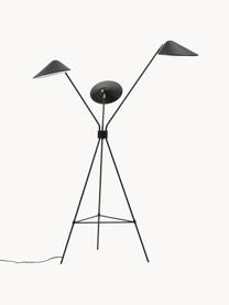 Grosse Tripod-Stehlampe Neron, Dekor: Metall, vermessingt, Schwarz, H 170 cm