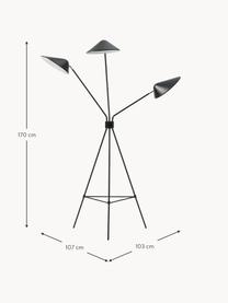 Lámpara de pie trípode grande Neron, Negro, Al 170 cm