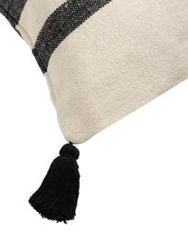 Funda de cojín con borlas Zebra, 100% algodón, Negro, blanco, An 45 x L 45 cm