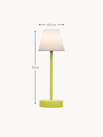 Lampada da tavolo portatile a LED da esterno con luce regolabile e funzione touch Lola, Paralume: polipropilene, Bianco, verde chiaro, Ø 11 x Alt. 32 cm