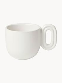 Taza de café espresso artesanal Stevns, Cerámica de gres esmaltada, Blanco Off White brillante, Ø 7 x Al 6 cm, 100 ml