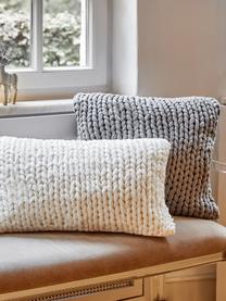 Housse de coussin grosse maille blanc Adyna, 100 % polyacrylique, Blanc crème, larg. 30 x long. 50 cm